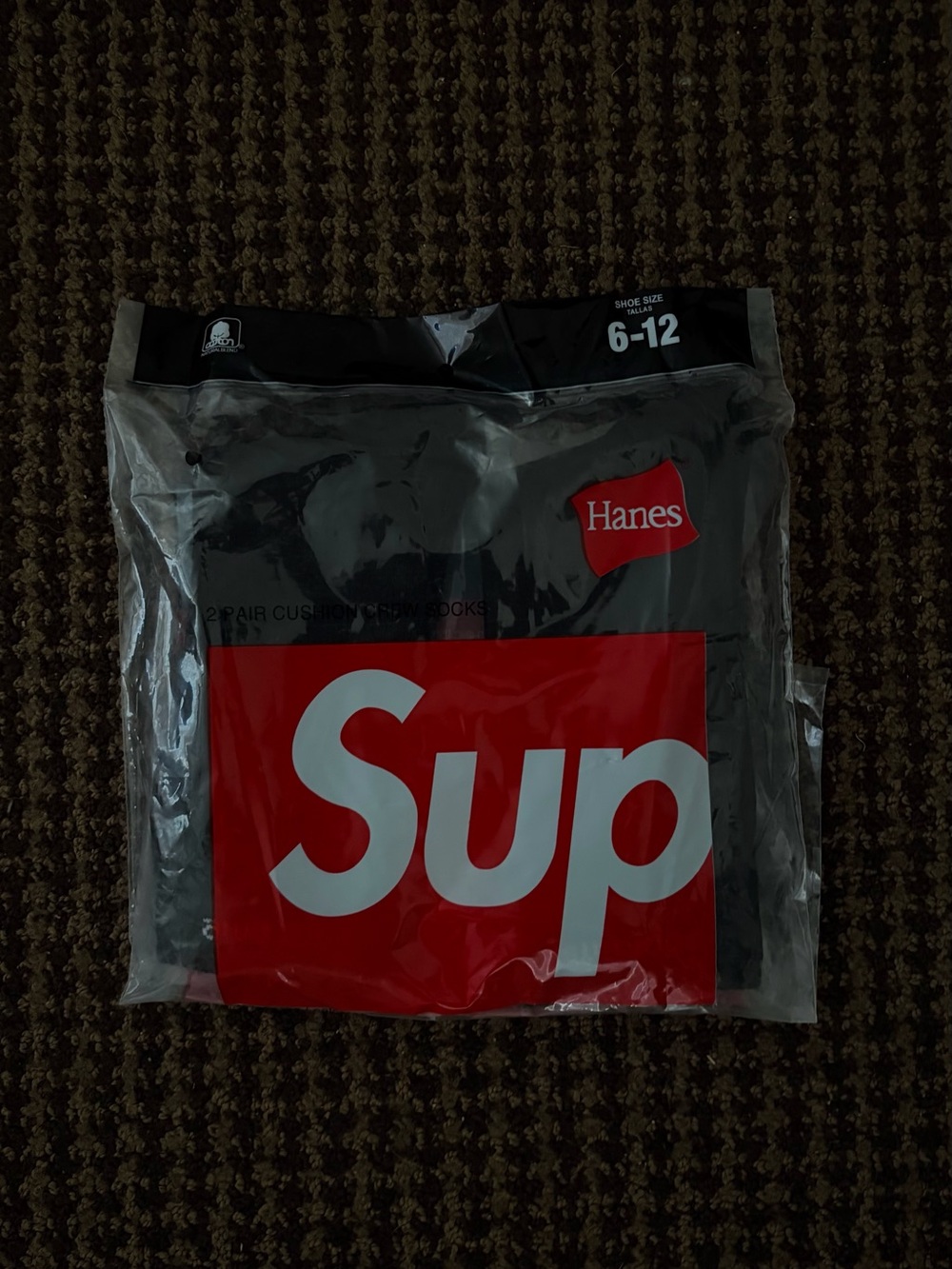 Hanes Sup Crew Athletic Socks - Black with Red Logo